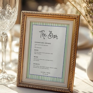 Whimsical Bar Sign Template | Night Before Drinks Menu | Fun Wedding Signature Drinks Sign | Colorful Rehearsal Dinner Drinks Sign