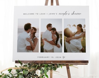 Modern Couples Shower Welcome Sign: Photo Template (Instant Download)