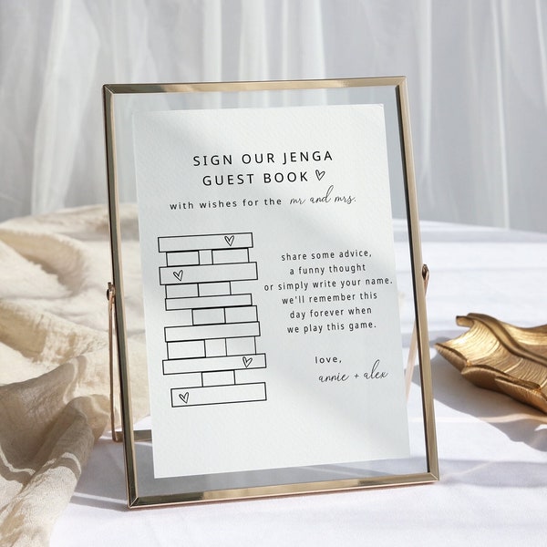 Jenga Guest Book Sign | Jenga Wedding Guest Book Sign | Marriage Is A Game Of Balance | Please Sign a Jenga | Personalized Wedding Sign