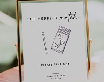 Wedding Matches Sign Template | Personalized Matchbox Sign | Minimalist Modern Match Box Favor Sign | Printable | Instant Download