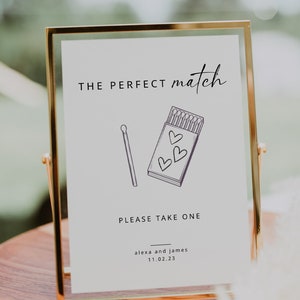 Wedding Matches Sign Template | Personalized Matchbox Sign | Minimalist Modern Match Box Favor Sign | Printable | Instant Download