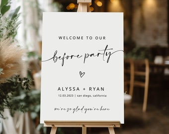 The Night Before Welcome Sign Template | Modern Wedding Welcome Party Sign | Wedding Rehearsal Dinner Welcome Sign | Instant Download