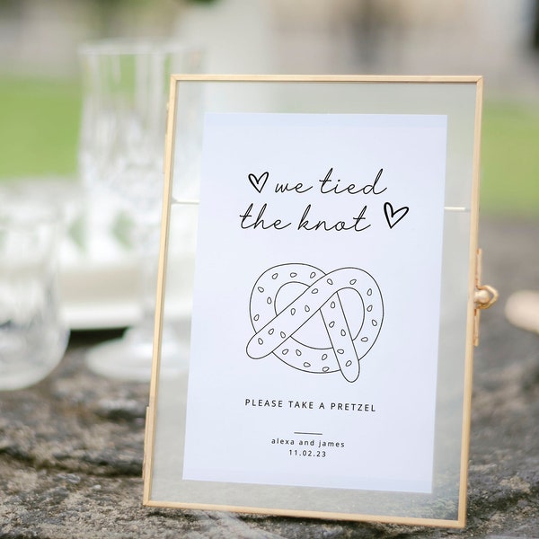 Wedding Pretzel Sign Template | Pretzel Stand Sign | Printable Pretzel Bar Sign | We Tied The Knot Template | Minimalist Wedding Signs