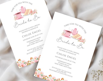 Tea Party Bridal Shower Invitation: Floral Bridal Brunch (Digital Download)