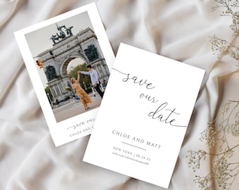 Elegant Photo Save the Date Template: Editable Engagement Card (INSTANT DOWNLOAD)