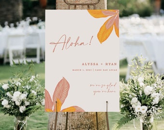 Hawaii Wedding Welcome Sign Template | Aloha Wedding Sign | Tropical Wedding Sign | Destination Wedding Poster | Printable Instant Download