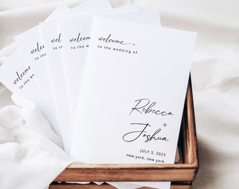 Modern Jewish Wedding Program: Minimalist Folded Ceremony (PDF Downloadable Template)