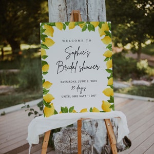 Lemon Bridal Shower Welcome Sign Template: Citrus Decor (Printable)