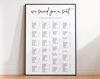 Minimalist Wedding Seating Chart Template: Extra Large Alphabetical Sign (Digital Download)