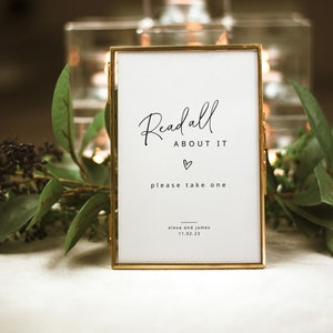 Plantilla de cartel para programa de boda en periódico / Cartel editable para programa de boda en periódico / Descarga instantánea