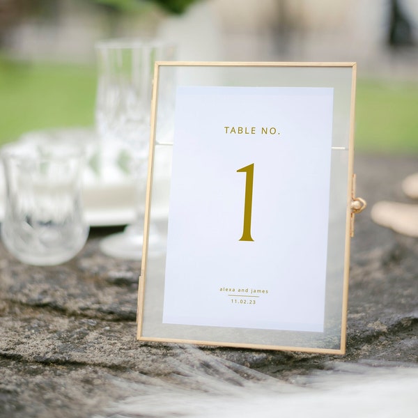 Gold Table Numbers Template | Gold Wedding Sign | Wedding Table Numbers | Simple Modern Table Numbers | Printable | Wedding Table Decor