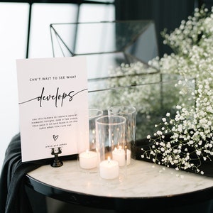 Wedding Disposable Camera Sign Template | Can&#39;t Wait to See What Develops | Camera Instructions | Minimalist Wedding Sign | Editable