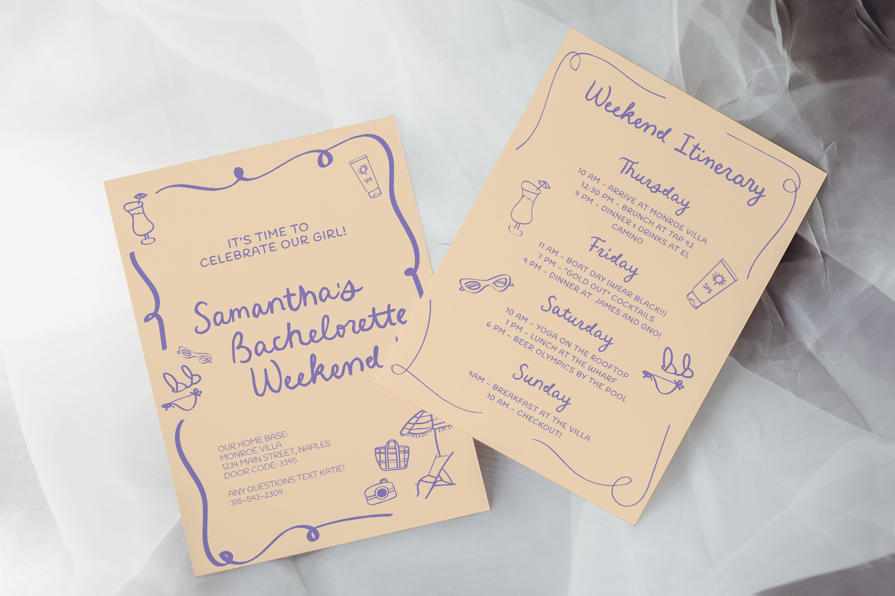 Bachelorette Party Itinerary Template Wavy Bachelorette Timeline Beach ...