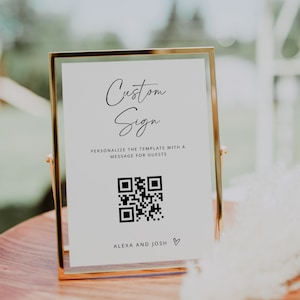 Aangepaste sjabloon voor QR-codebord | Modern Venmo-trouwbord | Bord huwelijksreisfonds | Zelle QR-codebord | Honingfonds | Toekomstig fonds QR-codeteken