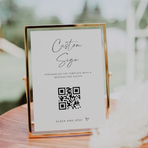 Custom QR Code Sign Template | Modern Venmo Wedding Sign | Honeymoon Fund Sign | Zelle QR Code Sign | Honeyfund | Future Fund Qr Code Sign