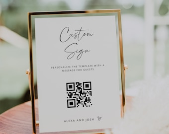 Custom QR Code Sign Template | Modern Venmo Wedding Sign | Honeymoon Fund Sign | Zelle QR Code Sign | Honeyfund | Future Fund Qr Code Sign