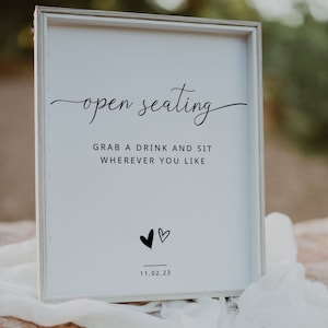 Open Seating Sign Template | Custom Ceremony Sign | Sit Anywhere Sign | Minimalist Wedding Signs |  Choose A Seat Sign | Instant Download