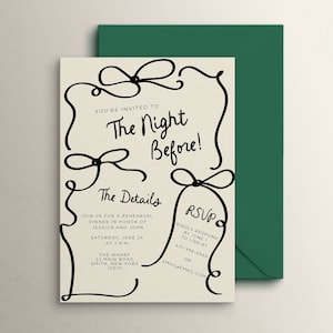 Hand Drawn Night Before Invitation Template, Whimsical Rehearsal Dinner Invites, Printable The Night Before Invites, Scribble Illustration