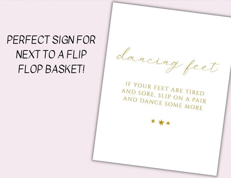 Flip Flop Wedding Sign Template Printable Flip Flop Favor Signage Gold ...