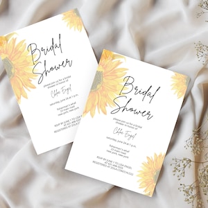 Faire-part de douche nuptiale tournesol, modèle d&#39;invitation nuptiale floral, faire-part de douche nuptiale imprimable, téléchargement numérique