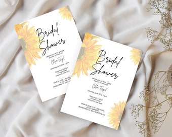 Sunflower Bridal Shower Invitation Template (Digital Download)