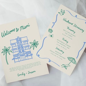 Willkommensbrief und Reiseplan für die Hochzeit in Miami, Zeitplan für die Hochzeit in Miami für Gäste, Willkommensbrief für die Hochzeit in South Beach, sofortiger Download