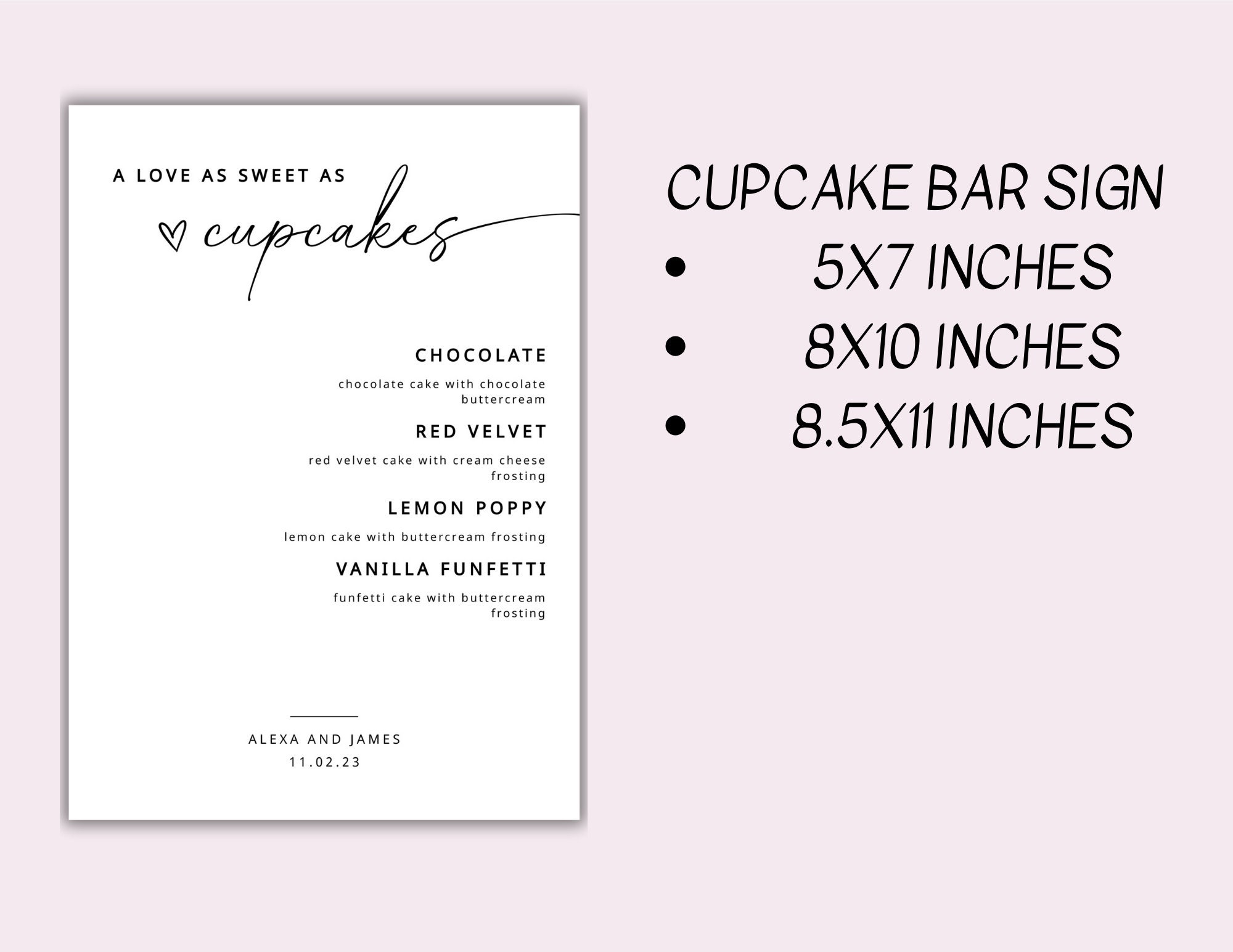 Cupcake Table Sign Template Printable Cupcake Bar Sign Modern Cupcake ...