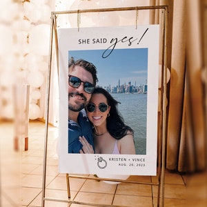 She Said Yes Sign | Engagement Sign Template | She Said Yes Engaged ...