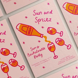 Sun and Spritz Bachelorette Party Invitation Template | Beach Bachelorette Weekend Timeline | Fun Wavy Bach DIY | Editable Bach Itinerary