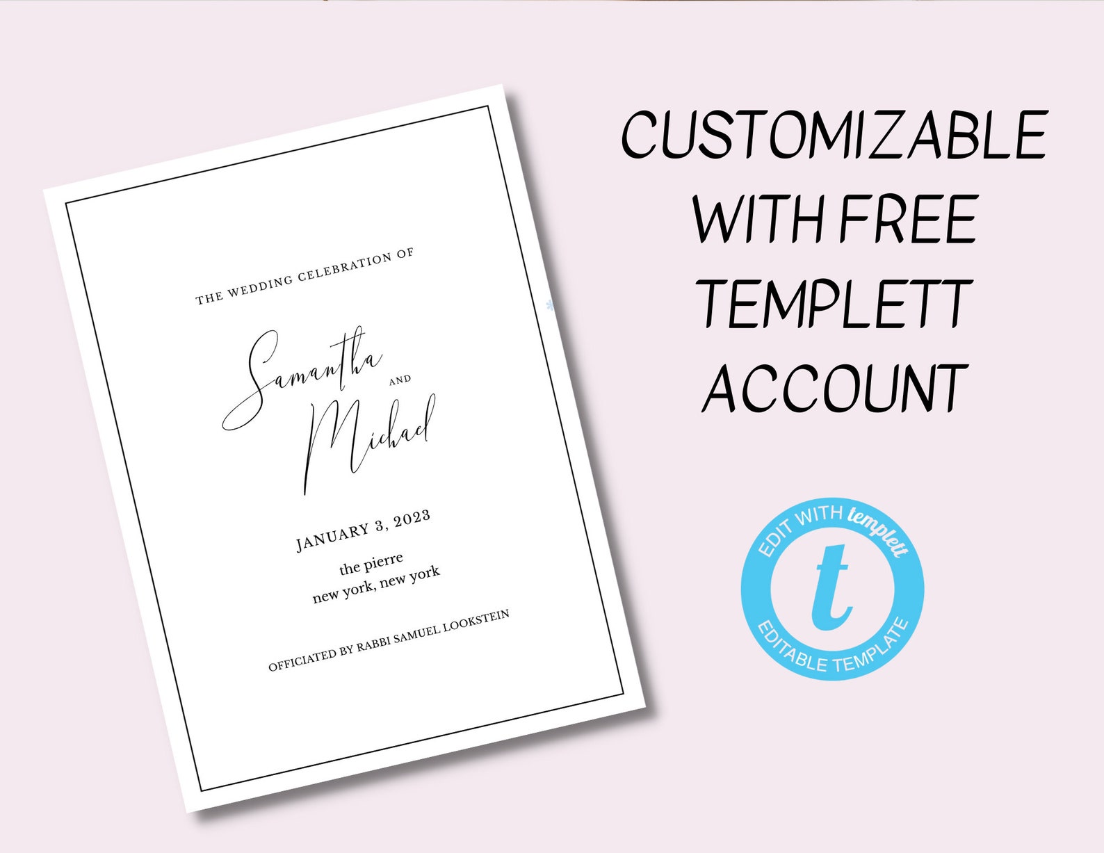 Elegant Jewish Wedding Program Template With Calligraphy Etsy Elegant Jewish Wedding Program Template With Calligraphy Etsy