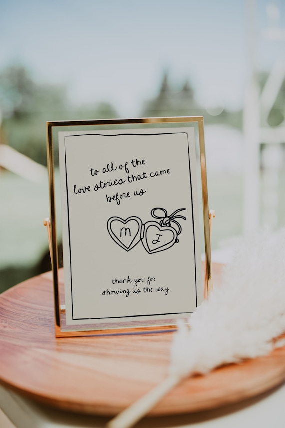 Love Stories Wedding Sign Template: Handdrawn Family Table Decor (Digital Download)