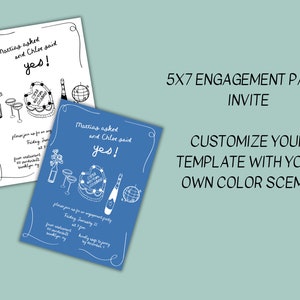 Hand Drawn Engagement Party Invitation Template, Whimsical Scribble Illustrations, Engagement Invites, Handwritten Were Engaged Invites image 4