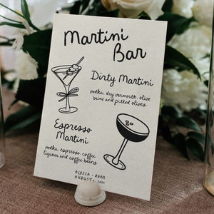 Hand-drawn Martini Bar Sign: Wedding Signature Drinks (Printable)