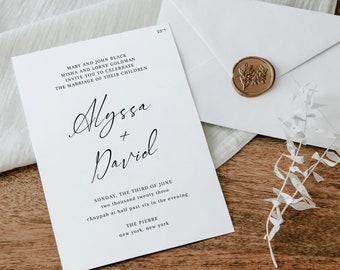 Jewish Wedding Invitation Template, Modern Wedding Calligraphy, 100% Editable Invitation, Printable, Templett, Instant Download