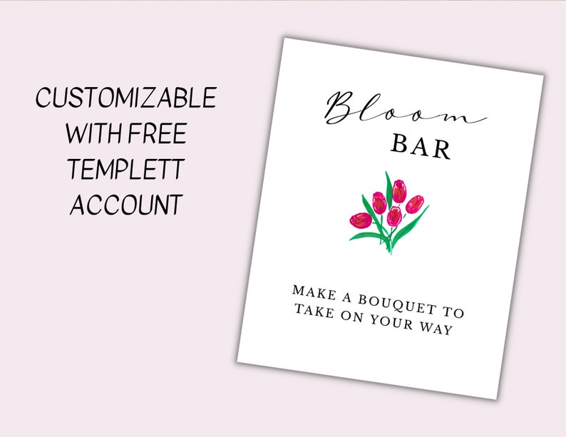 Flower Bar Sign Printable Build Your Bouquet Sign Bloom Bar Sign Bridal ...