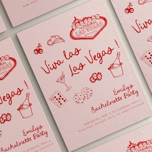Plantilla de itinerario de despedida de soltera de Las Vegas, Cronología de fin de semana de despedida de soltera retro de Las Vegas, Invitaciones de despedida de soltera de Las Vegas antes de los votos