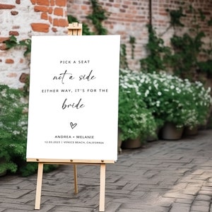 Lesbian Wedding Sign Template | LGBTQ Wedding Welcome Sign | Bride Side Wedding Sign | Gay Wedding Welcome Sign | Printable