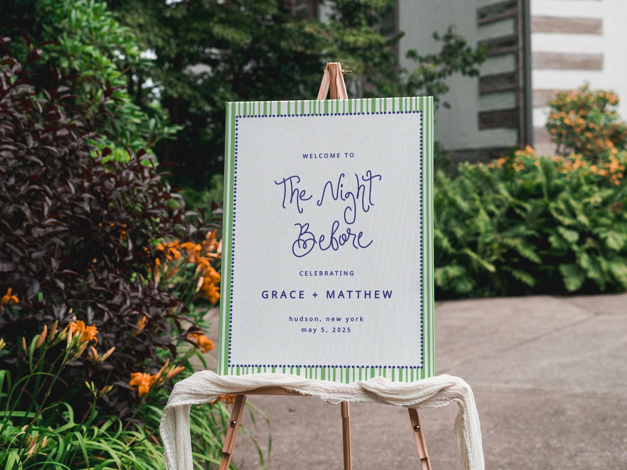 The Night Before Sign Template, Whimsical Rehearsal Dinner Welcome Sign, Editable Hand Drawn Wedding Decor, Fun Welcome Drinks Poster