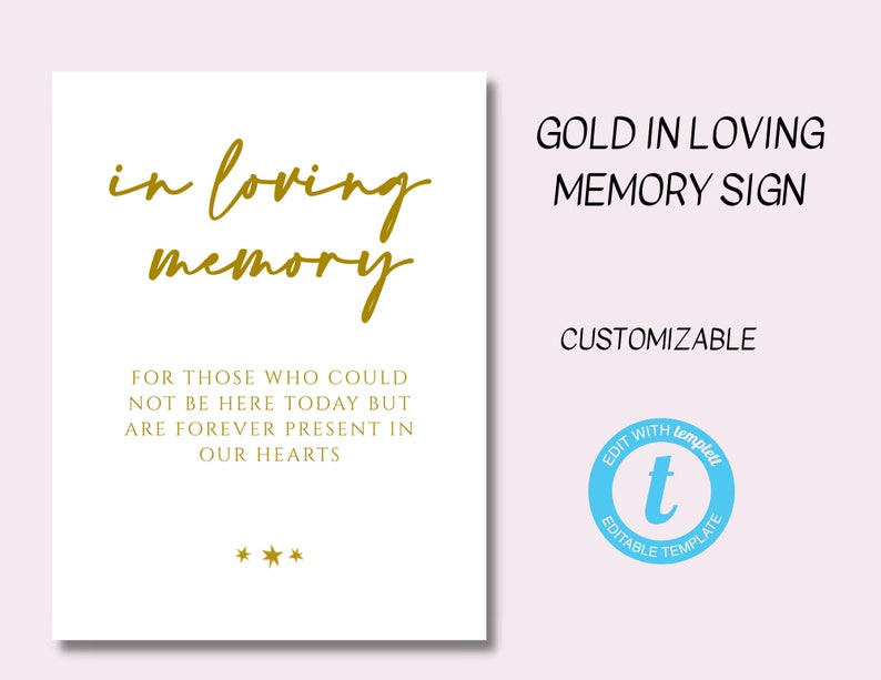 In Memory Wedding Sign Gold Wedding Tabletop Signs Forever in Our ...