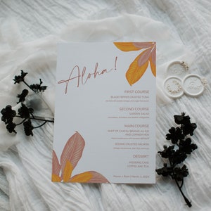 Hawaii Wedding Menu Tropical Menu Cards Instant Download Palm Tree Wedding Menu Boho Menu Template Wedding Menu Cards image 3