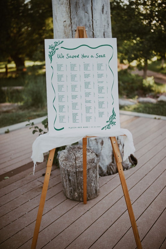 Handdrawn Wedding Seating Chart Template: Alphabetical Sign (Digital Download)