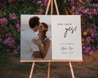 She Said Yes Engagement Sign Template: Party Welcome Decor (Instant Download)