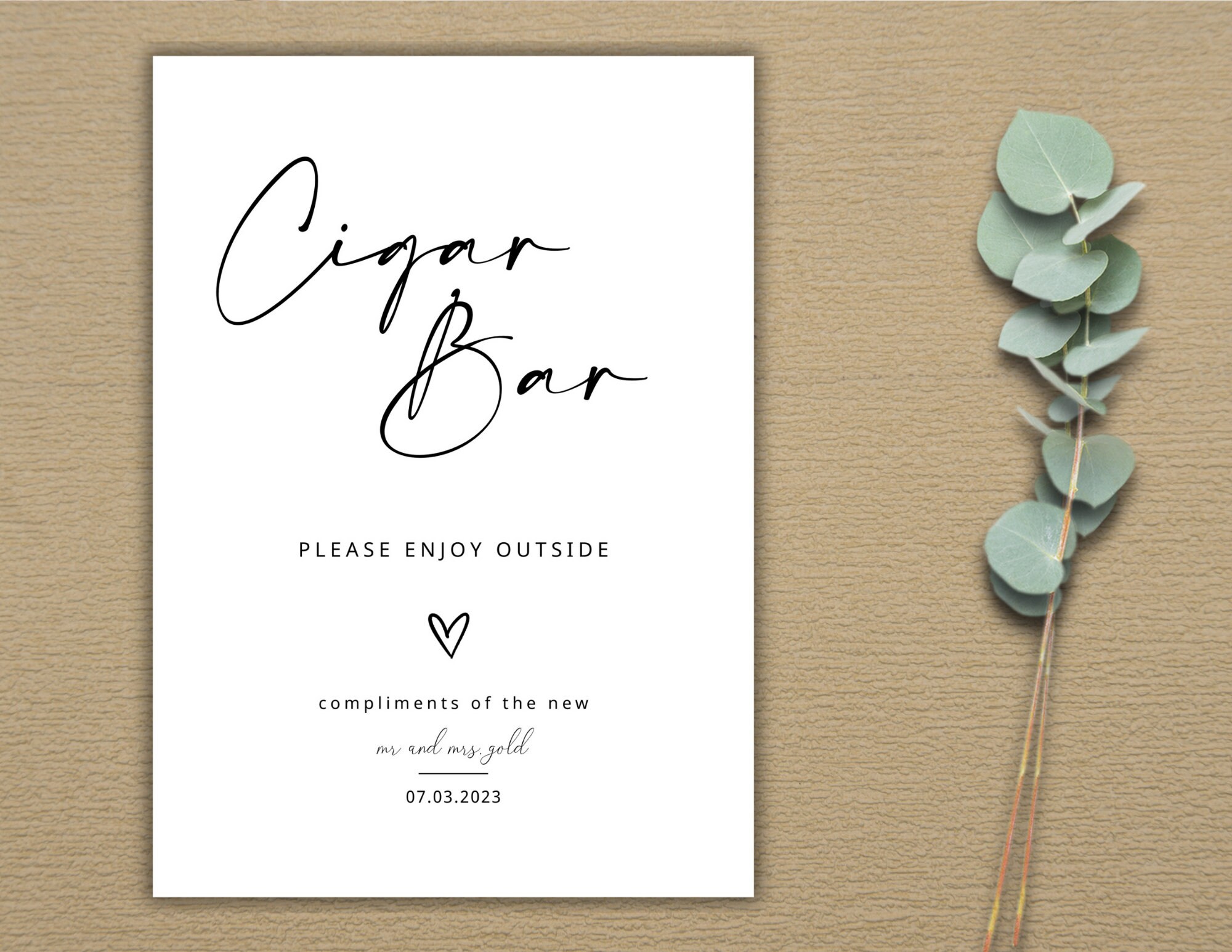 Cigar Bar Sign Template Cigar Favor Sign Personalized Cigar Bar Sign