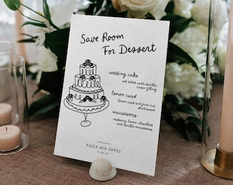 Wedding Dessert Menu Sign: Hand-drawn Cake Table Template (Digital Download)