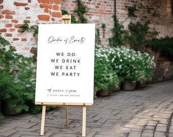 Modern Minimalist Wedding Timeline Sign: Order of Events (Printable Download)
