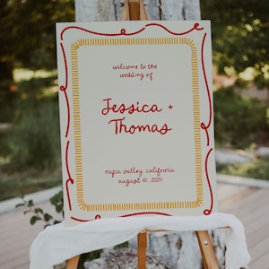 Handgezeichnete Hochzeit Willkommensschild Vorlage: Scribble Doodle (Digitaler Download)