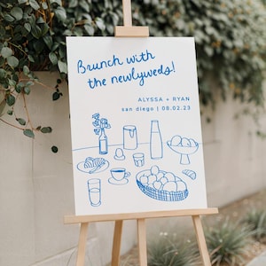 Wedding Brunch Sign Template: Whimsical Hand Drawn Illustration (Download)