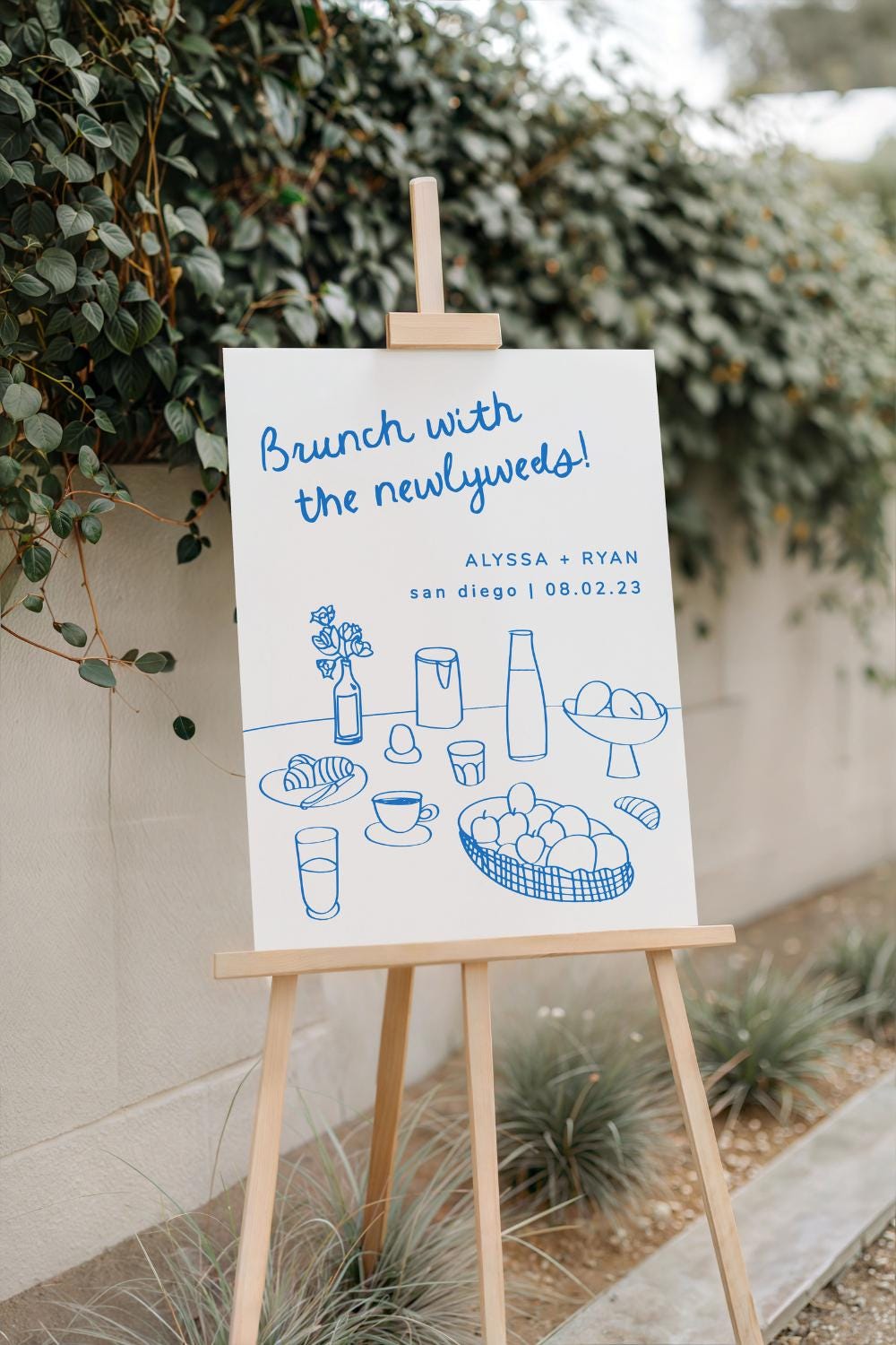 Farewell Brunch Sign Template | Wedding Brunch Welcome Sign | Whimsical Hand Drawn Illustration | Wedding Breakfast Sign | Download