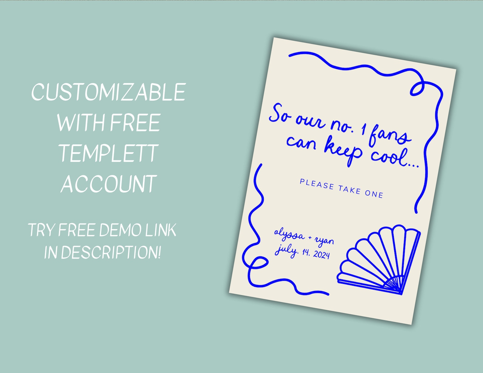Wedding Fan Sign Template: Illustrated Printable (instant Download) - Etsy