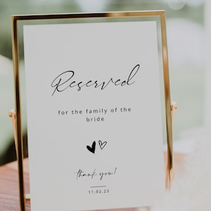 Reserved Seating Sign Template: Minimalist Wedding Decor (Digital Download)